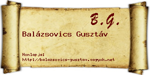 Balázsovics Gusztáv névjegykártya